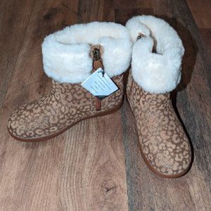 Ugg Glitter Leopard Fur Trim Boots